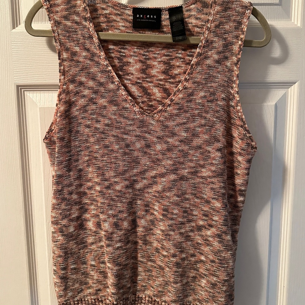 Axcess Women's Knit Tank Top in Peach/orange and Gray, women’s large